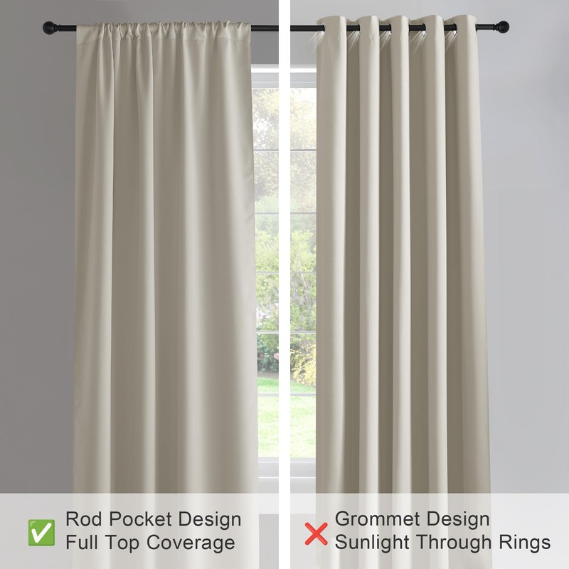 PONY DANCE Natural Short Thermal Curtains & Drapes - Rod