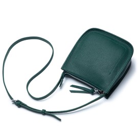 Bearneko Women's Shoulder Bag, Smartphone Pouch, Genuine Leather, Wallet Shoulder Bag, Small, Cross-body Design, Lightweight, Waterproof, Smartphone Shoulder Bag, Fashion, Gift, green (dark green)