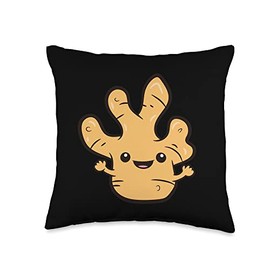 Ginger Lover Kawaii Ginger Root Vegetable Love Ginger Throw Pillow