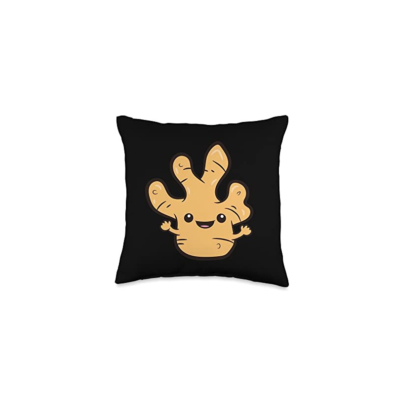 Ginger Lover Kawaii Ginger Root Vegetable Love Ginger Throw Pillow