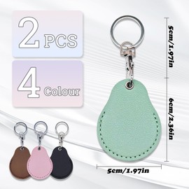AfitLulu NFC Tags Holder Keyring, PU Leather Smart Key Protective Access Card Holder Storing Locator/Guitar Pick/Lucky Coin (Blue+Pink)
