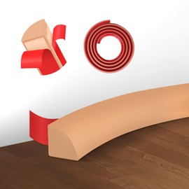 Flexible Quarter Round Molding,Peel and Stick Rubber Quarter Round Trim Molding Self Adhesive Edge Trim for Floor, Waterproof Bendable Molding Trim for Wall Edge Corner Countertop, Beige, 79Inch