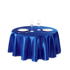 Counfeisly 1 Pack 60 Inch Royal Blue Round Tablecloth, Silky Satin Tablecloth Overlay Smooth Fabric Table Cover, Table Decoration for Wedding Party Banquet Events