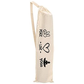 Funda de bolsa de transporte grande orgánica para esterilla de yoga de Mayatra's - 100% algodón ligero, lavable, bolsa antipolvo de yoga con correa aj