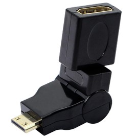 GELRHONR Swivel Angle Mini HDMI to HDMI Adapter, 90 180 360 Degree Rotating and Swivel Twist Mini HDMI Male to HDMI Female Converter Gold Plated 3D 2K for Camera, Camcorder, DSLR, Tablet, Video Card