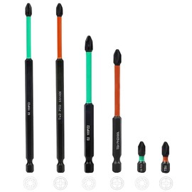 6 Pcs PZ2/PH2 High Magnetic Drill Bit Set, 25L 90L 150L Long Screwdriver Bits, Durable S2 Steel Magnetic Impact Driver Bits for Power Tools, 1/4" Hex Shank Design