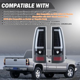 Clidr LED Tail Light Compatible with 2003-2006 Chevy Silverado 1500 2500 3500 Black LED Tube Rear Brake Lamps C-Type Pair Set