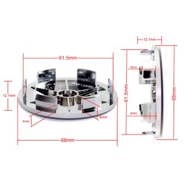 RhinoTuning 4 Pcs Set 68mm center hub cap 61.5mm wheel caps car centre cap 2.68in wheel caps wheel center cap for 654F (silvery)