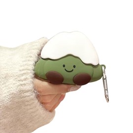 Super Cute Lucky Happy Green Matcha Earphone Case for AirPods Pro/Pro 2，Lovely Stylish Soft Silicone Sitting Matcha Baby AirPods Pro 2/Pro Cover Protector Earbud Protective Case