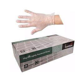 Bastion Vinyl Lightly Powdered Gloves, Small, Clear (Pack of 100)