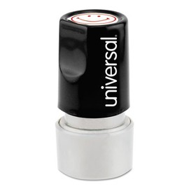 Universal Products - Universal - One-Color Round Message Stamp, SMILEY FACE, Pre-Inked/Re-Inkable, Red - Sold As 1 Each - Convenient pocket size. - Microporous ink surface produces a clean, crisp impression. - Lasts for thousands of impressions.