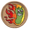 Flaming Pickle Patrol Patch - 2" Diameter Round Embroidered Patch