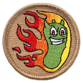 Flaming Pickle Patrol Patch - 2" Diameter Round Embroidered Patch (Iron-on)