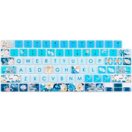 WSLUCKO Keyboard Cover Skin for 2021-2024 MacBook Pro 14/16 (A2442 A2485 A3112 A3401 A3403 A2992 A2779 A2780 A2991 A2918 M1/M2/M3 M4) & MacBook Air 13.6''/15'' (A2681 A3113 A2941 A3114), Peony