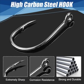 Premium Bass Fishing Hooks High Carbon Steel Fishing Hooks Strong Sharp Fish Hook with Barb for Freshwater Seawater (#6/0 60PCS