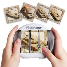 Fullware Rotating 3D Puzzle for Kids 3 4 5 6 7 Year Old, 4 Puzzles in 1, Handheld Fidget Toys for Travel, Cars & Plane, Fine Motor Skills Developing, Educational Game Boys & Girls Tank