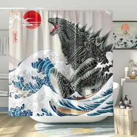 DESIHOM Funny Shower Curtain Set, Fun Anime Monster Shower Curtains for Bathroom Cool Asian Japanese Bathroom Decor Polyester Fabric-62" x 72"