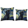 black Pug in Starry Night Painting Dog Mom Dad Throw