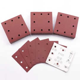 Sruhrak 110x115mm Sandpaper, 50 Pieces Sanding Sheets Hook and Loop Sanding Pads 180 Grits Rectangular Sander Paper Set for Bosch Electric Sander Polishing, Rust Removal