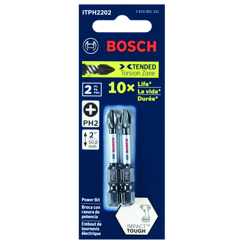 BOSCH ITPH2205 5-Pack 2 In. Phillips #2 Impact Tough Screwdriving