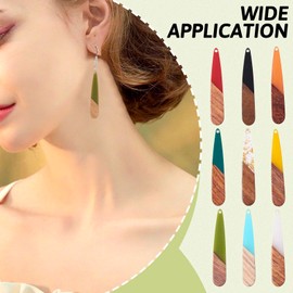 Beadthoven Resin Wood Charms, DIY Wood Earrings Making Charms, Geometry Resin Wooden Pendants Bohemian Wood Pieces Wood Pendants for Women Earrings Jewelry Making Necklace Supplies Findings Ornaments,