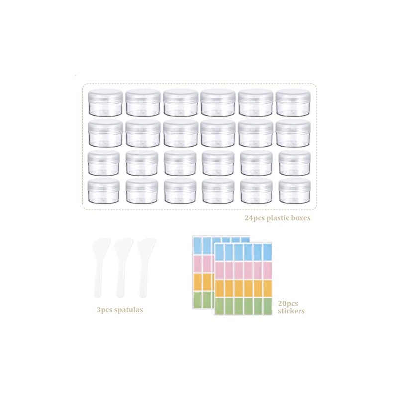 Plastic Cosmetic Jar*24, Transparent & Visible Sample Container Jar, Transparent