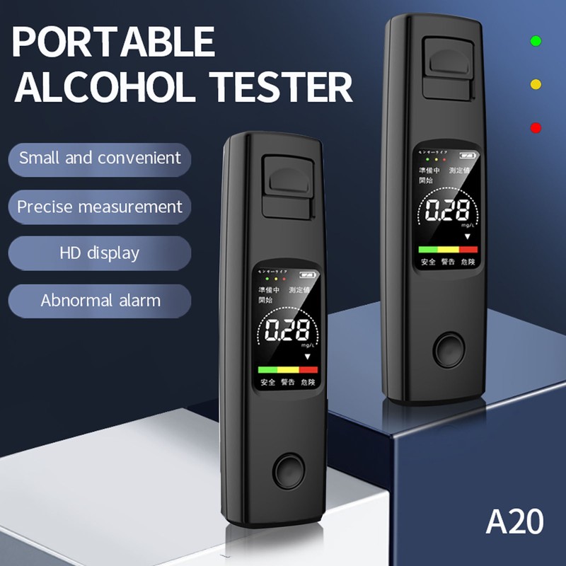 Black Portable Breathalyzer Professional Noncontact High Accuracy Alcohol Tester Rechargeable