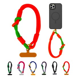 Cell Phone Wrist Strap Lanyard Handmade Phone Holder Keychain Wristlet Anti Loss Slip-resistant Terylene Colorful Portable Thick with Tether Tab for Cell Phone for Women Men, 1Pcs Vitality Orange