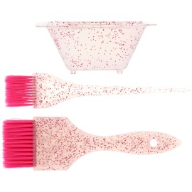 Set De TazóN Y Brochas Para TeñIr Cabello Kit Rosa Ergonomico De AplicacióN De Tinte Para Uso En Casa Y Salones Incluye Brochas Suaves Y TazóN Mezclador