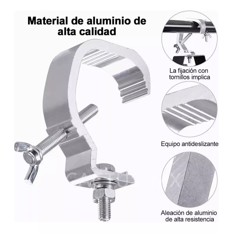estructuras escenarios, 10 clamps, prensa, clamp luces, dj, cabinas dj
