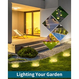 Bowfar Solar Floor Lights Outdoor Pack, 12 LEDs Warm White Solar Lights for Outdoor Use, 800 mAh IP65 Waterproof Solar Lights, Solar Garden Lights for Lawn, Walkway, Patio, Patio Garden, Pack of 4