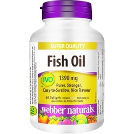 Webber Naturals Super Quality Fish Oil 1390mg, High DHA & EPA Omega 3 Concentration. No Fishy Aftertaste (60 Softgels)