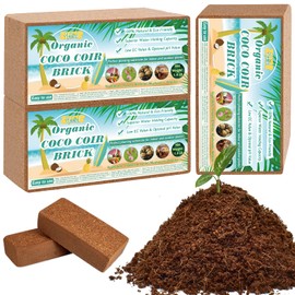 Halatool 3PCS Organic Coconut Coir Brick Compressed Coco Coir Bricks Nutrient Potting Soil with Low EC & pH Balance Premium Starting Soil Coconut Fiber Substrate for Plants Flowers Reptiles