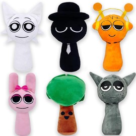 wiztex Sprunkii Cuddly Toy - YouTube Video Stuffed Animals Sprunkii Plush Toy Gift for Children and Fans (Sprunki 6 Pieces)