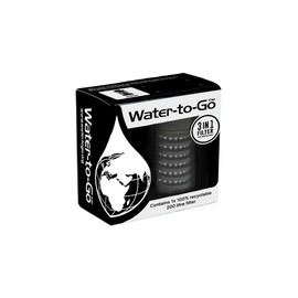 WATER TO GO Replacement 3 Stage Water Bottle Filter which removes 99.99% of Bacteria & Contaminents and Improves Taste - Hiking, Camping & Travelling (Black - 75cl) (Single Pack)