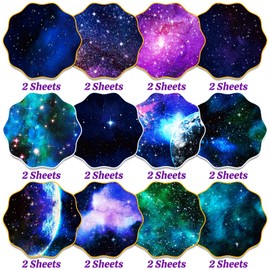 24 Pcs Scrapbooking Cardstock Paper Specialty Patterned Paper,6"×6”Space Galaxy Themed Mixture Colored Paper Collection Folded Flat for DIY Decorative Background Card Making Photo Album Decor