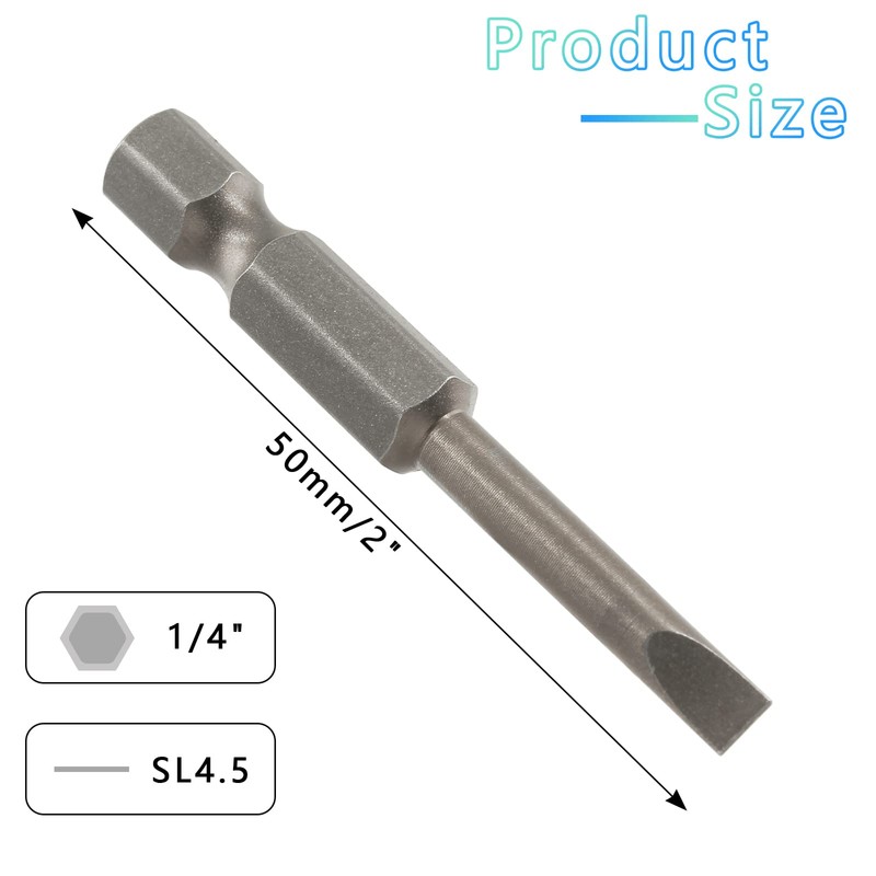 LDEXIN 10 Pcs SL4.5 Magnetic Slotted Screwdriver Bits S2 Steel