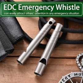 Silbato de emergencia de titanio, silbatos de seguridad de supervivencia, hasta 120 db, collar de silbatos EDC para deportes al aire última intervensión