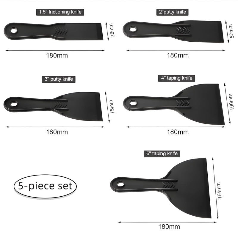 Plastic Spatula Set 5 Pieces, Wallpaper Scraper Tool, Wall Filler