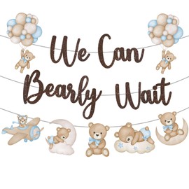 Pre-Strung We Can Bearly Wait Banner for We Can Bearly Wait Baby Shower Decorations Bear Banner Brown Glitter