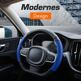 Upgrade4cars D-shape steering wheel cover in blue, steering wheel protector, universal, steering wheel cover for summer and winter, car accessories, interior decoration