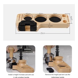 Singring Espresso Tamping Station, Coffee Tamper Station Espresso Tamper Organizer Portafilter Holder, Coffee Station Organizer for Kitchen, Restaurant, Coffee Bar (Pine wood)