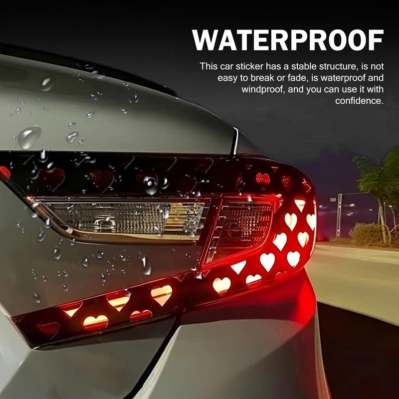 Ferianl Car Rear Tail Light Lamp Stickers, Hollow Heart Pattern