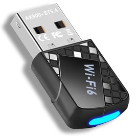 2-in-1: USB WLAN Stick for PC and 5.4 Bluetooth Adaptor, AX900 WiFi6 USB WiFi Adapter Dual Band 2.4GHz/5GHz Internal Antenna 5DBi Compatible with Windows 11/10/8.1/8/7, for PC/Desktop/Laptop
