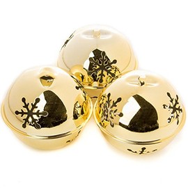 Factory Direct Craft Set of 6 Gold Sleigh Bells for Christmas Decorating and Holiday Displays