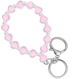 M-Plateau Key Wristlet with Premium KeyChain, Wristlet Keychain, Cute Key Chain Wristlet Bracelet for Women and Girls (Pink Heart)