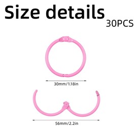 BZKSER Book Rings – Pack of 30 Ring Binder Rings, 30 mm Binder Rings, Binder Rings, Book Rings, Loose Leaf Connectors for Scrapbook, Memo Tray, Album, Key Rings (Multi-Colour)