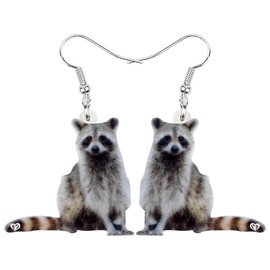 NEWEI Acrylic Raccoon Ringtail Earrings Drop Dangle Sweet Wild Animal Jewelry For Women Girl Charms, Acrílico