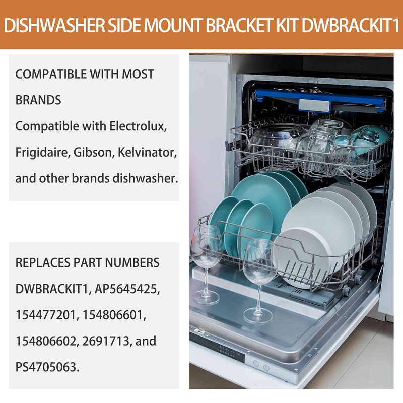 2 Pack Dishwasher Side Mount Bracket Kit for Electrolux &