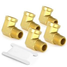 GASHER 5pcs 90 Degree Barstock Street Elbow, 1/8 Inch NPT Male Pipe to 1/8 Inch NPT Female Brass Pipe Fitting